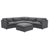 Hobson 6-piece Upholstered Modular Sectional Sofa Charcoal / CS-551455-SET