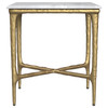 Baldwin Rectangular Marble Top Side Table White and Gold / CS-930091