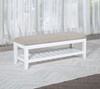 Bexhill Upholstered Rectangular Bench with Shelf White / CS-223476