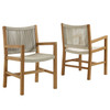 Vienna Outdoor Patio Teak and Rope Dining Armchairs Set of 2 / EEI-6806