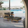 Wren Outdoor Patio Teak Wood Armchair and Ottoman Set / EEI-7067