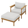 Wren Outdoor Patio Teak Wood Armchair and Ottoman Set / EEI-7067