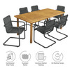 Abacus 7-Piece Rectangular Outdoor Patio Aluminum Dining Table Set with Rattan Armchairs / EEI-7073