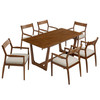 Solara 7-Piece Wood Dining Set with Fabric Upholstered Armchairs / EEI-7076