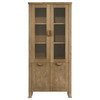 Adina 77-inch Tall Display Cabinet Distressed Light Brown / CS-193616
