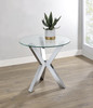 Kenzie Round Tempered Glass Top End Side Table Chrome / CS-708127
