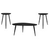 Odessa 3-piece Triangular Coffee and End Table Set Black / CS-707918-S3
