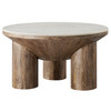 Ellison 33" Round Wood Coffee Table With Marble Top / EEI-7146