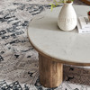 Ellison 33" Round Wood Coffee Table With Marble Top / EEI-7146