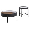 Ozella 2-piece Round Coffee and End Table Set Sandy Black / CS-707898-S2