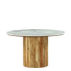 Modrest Shirley - Modern White Marble + Natural Acacia Round Dining Table / VGNR-NI90125