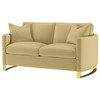 Corliss Upholstered Curved Track Arm Loveseat Camel / CS-508825
