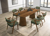 Modrest Sacks - Mid-Century Modern Green Fabric + Herringbone Walnut Dining Set / VGMA-MIT-5451-SET-WAL