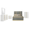 Ines 5-piece Eastern King Bedroom Set Grey and White High Gloss / CS-223091GRYKE-S5