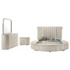 Sonya 4-piece Upholstered Eastern King Bedroom Set Ivory / CS-360111KE-S4