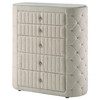 Sonya 5-drawer Upholstered Bedroom Chest of Drawers Ivory / CS-360115