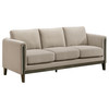 Islington Fabric Upholstered Panel Arm Sofa Taupe / CS-511101