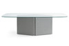 Lamod Raphael - Modern Glass + Silver Dining Table / VGVC-T2579
