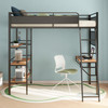 Campus 3-shelf Metal Twin Workstation Loft Bed Matte Black / CS-460332BLK