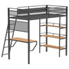 Campus 3-shelf Metal Twin Workstation Loft Bed Matte Black / CS-460332BLK