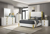 BASILDON Queen Bed, White/Gold / FM7271WH-Q-BED