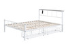 NICOLI Queen Metal Bed w/ Storage, White / FM7901WH-Q