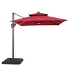 XICO 8' Square Umbrella, Double Top, LED Light, Red + Base / LA-A030RD+BASE