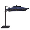 XICO 8' Square Umbrella, Double Top, LED Light, Teal + Base / LA-A030TL+BASE