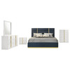 Ines 5-piece Queen Bedroom Set Navy and White High Gloss / CS-223091NVYQ-S5