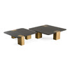 Modrest Harold - Modern Black + Brushed Gold Oak Square Nesting Coffee Table Set / VGHB-467E-SET