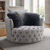 Sofi Swivel Chair, Button Tufted, Light Gray / FM-AC6000LG-SW