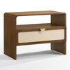 Emilio - Modern Natural Burlap + Walnut Nightstand / VGMA-BR-177-NS