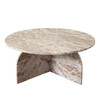 Nebula Round Cocktail Table in Genuine Marble Panther Beige finish / NEBULACTPB