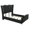 Lorient Queen LED Upholstered Wingback Bed Black / CS-223161Q