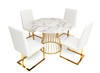 Holly Modern White & Gold Round Dining Table / VGFH-FDT7012-WHT