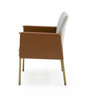 Pettit - Modern Light Grey/ Camel and Brass Arm Dining Chair / VGGA-6988CH-1-WHT-B-DC