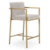 Burnham- Contemporary Light Grey Fabric + Brass Counter Stool / VGGA-6960CH-C-CS