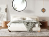 Fleury - Contemporary Cream Fabric and Walnut Bed-queen / VGCS-21073-BED-queen
