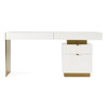 Trahan - Modern Gloss White and Brushed Gold Office Desk / VGBB-MQ2101-W-DESK