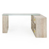 Roma - Modern Glass + Faux Travertine Reversible Desk / VGAN-ROMA-DESK