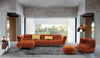 Jacinda - Modern Burnt Orange Fabric Left Facing Sectional Sofa + 2 Yellow Pillows / VGEV-23106-ORG-LAF