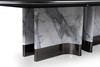Renfew - Modern Black Oak + Faux Marble Oval Dining Table / VGVCT2203-DT