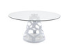 Lilly - Modern 12mm Round Glass + White Dining Table / VGNS-GD8800-12MM