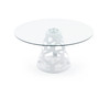 Lilly - Modern 12mm Round Glass + White Dining Table / VGNS-GD8800-12MM