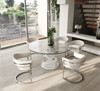 Lilly - Modern 12mm Round Glass + White Dining Table / VGNS-GD8800-12MM