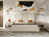 Queen - Nova Domus Daystar + Roma - Modern Beige Velvet + Travertine + Gold Bedroom Set / VGAN-DAYSTAR-ROMA-BED-SET-Q