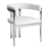 Pontiac - Modern White Vegan Leather + Stainless Steel Dining Chair / VGZA-Y129-WHTSTL