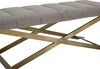 Xane - Contemporary Grey Fabric & Brushed Brass Bench / VGGAGA-8648BE-GRY