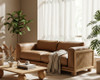 Danson - Modern Tan Leather + Wicker Sofa / VGKK-KF.8036-SOFA-SAND