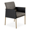 Engel - Modern Dark Grey Vegan Leather + Grey Fabric + Antique Brass Dining Chair / VGGAGA-6988CH-1-DKGRY